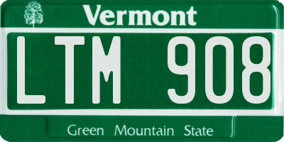 VT license plate LTM908