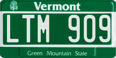 VT license plate LTM909