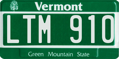 VT license plate LTM910