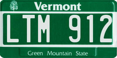 VT license plate LTM912