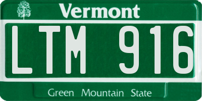 VT license plate LTM916