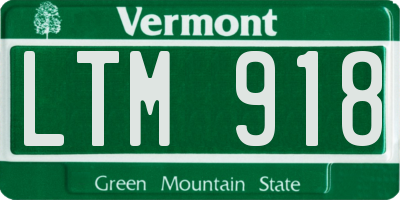 VT license plate LTM918
