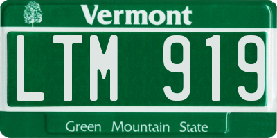 VT license plate LTM919