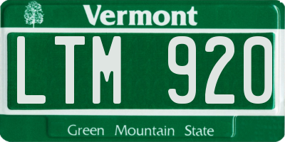VT license plate LTM920