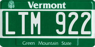 VT license plate LTM922