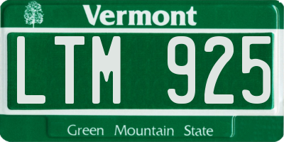 VT license plate LTM925
