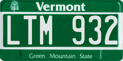 VT license plate LTM932