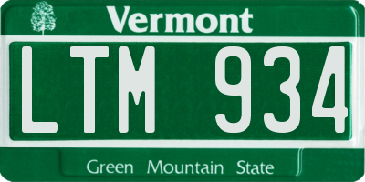 VT license plate LTM934