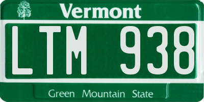 VT license plate LTM938
