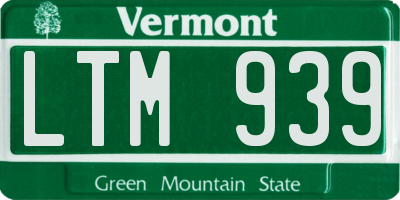 VT license plate LTM939