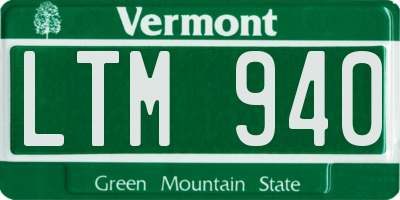VT license plate LTM940
