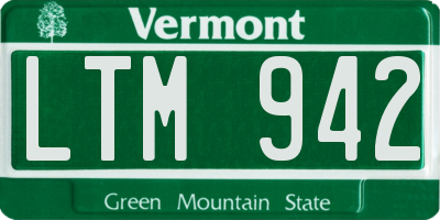 VT license plate LTM942