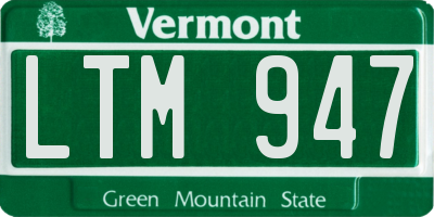 VT license plate LTM947