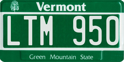 VT license plate LTM950