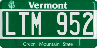 VT license plate LTM952