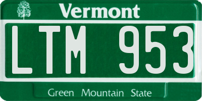 VT license plate LTM953