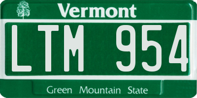 VT license plate LTM954