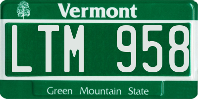 VT license plate LTM958