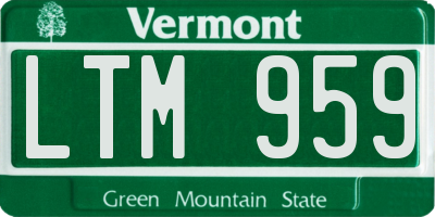 VT license plate LTM959