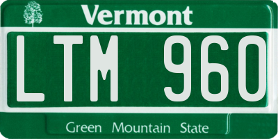 VT license plate LTM960