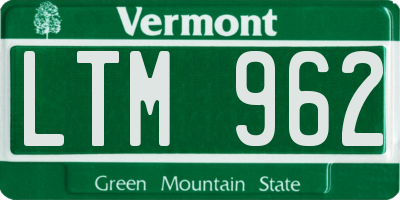 VT license plate LTM962