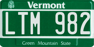 VT license plate LTM982