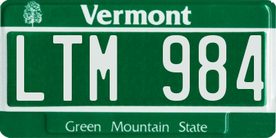 VT license plate LTM984