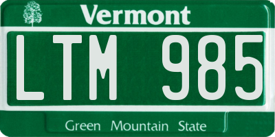 VT license plate LTM985