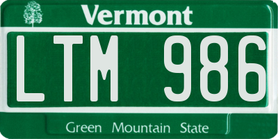 VT license plate LTM986