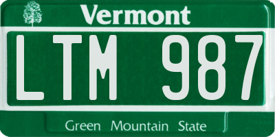 VT license plate LTM987