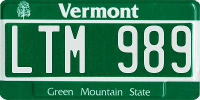 VT license plate LTM989