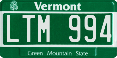 VT license plate LTM994
