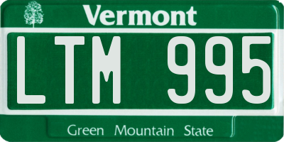 VT license plate LTM995
