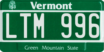 VT license plate LTM996