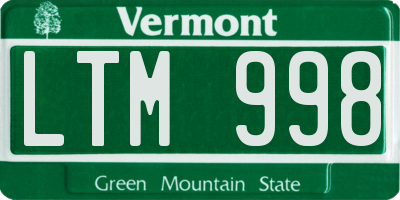 VT license plate LTM998