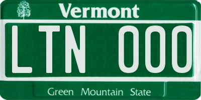 VT license plate LTN000