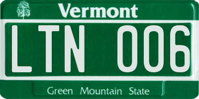 VT license plate LTN006