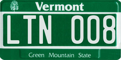 VT license plate LTN008