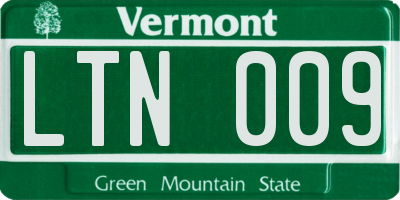 VT license plate LTN009
