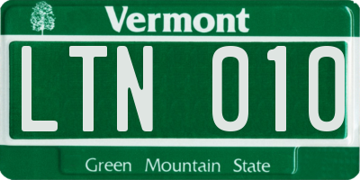 VT license plate LTN010