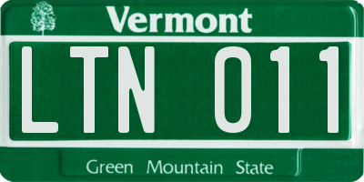VT license plate LTN011