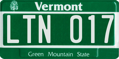 VT license plate LTN017