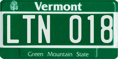 VT license plate LTN018