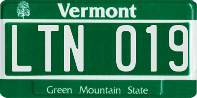 VT license plate LTN019
