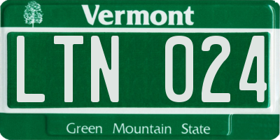 VT license plate LTN024