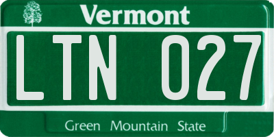 VT license plate LTN027