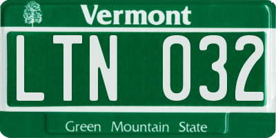 VT license plate LTN032