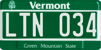 VT license plate LTN034