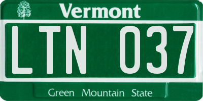 VT license plate LTN037