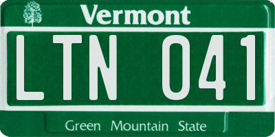 VT license plate LTN041